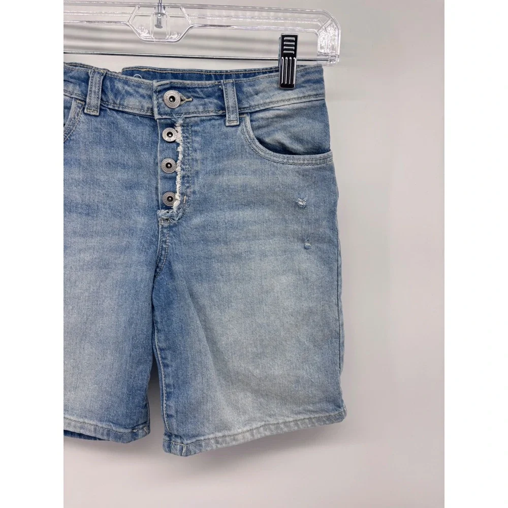 Art Class Girls Blue Denim Shorts Button‎ Fly Distressed Casual Size M(8)